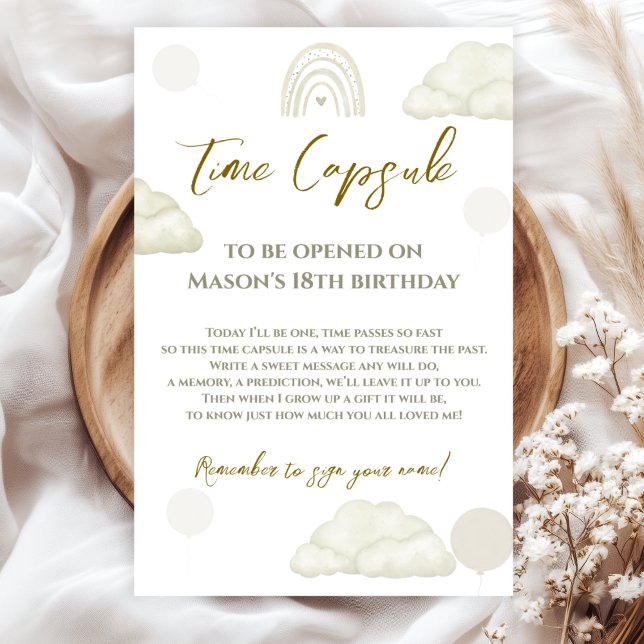 Neutral Cloud Boho Time Capsule First Birthday  Poster (Skapare uppladdad)