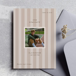 Neutral Color Sporty Stripes Graduation Photo  Meddelande