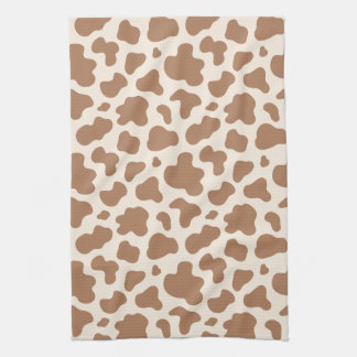 Neutral Cow Print Western Cowboy Beige Brown Kökshandduk