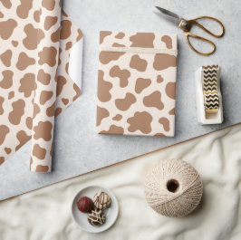 Neutral Cow Print Western Cowboy Beige Brown Presentpapper