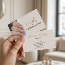 Neutral Cräm Tan Script Foto Nagelkonstnär Salong