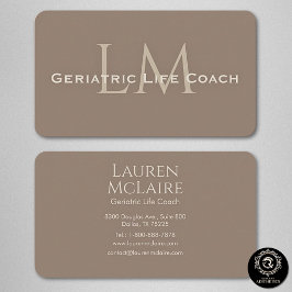 Neutral Dark Taupe Monogram Business Card Visitkort