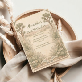 Neutral Desert Floral Birthday Inbjudningar