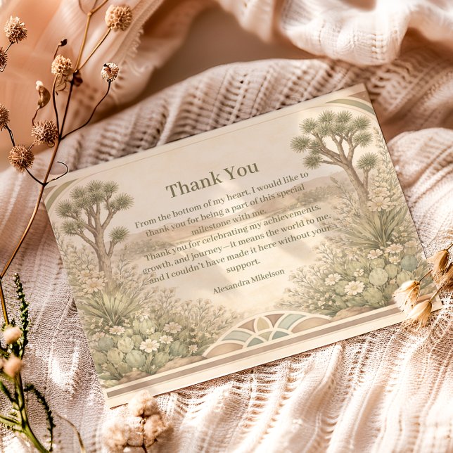 Neutral Desert Floral Birthday Tack Kort (Skapare uppladdad)