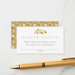 Neutral Diaper Raffle Card | Ivory & Golden Floral Tilläggskort