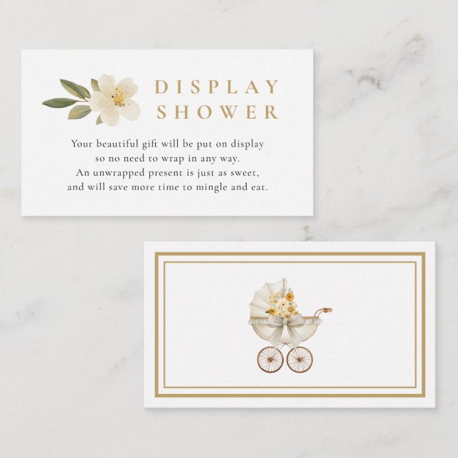 Neutral Display Shower Card Ivory & Golden Floral Tilläggskort (Fram/baksida)