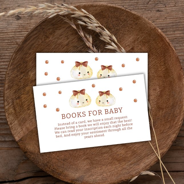 Neutral dupling av Bokar för babyskor Tilläggskort (Gender Neutral Dumpling Books For Baby Shower Enclosure Card)