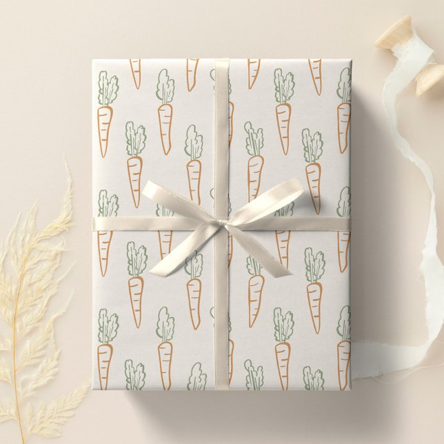Neutral Easter Pattern Carrot Spring Garden Beige Presentpapper (Skapare uppladdad)