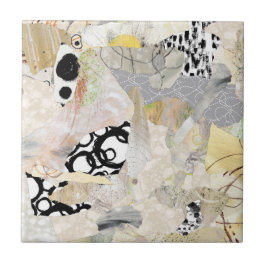 Neutral Elegant Abstract Collage Design Kakelplatta