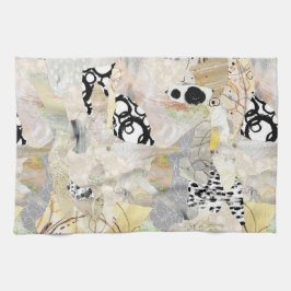 Neutral Elegant Abstract Collage Design Kökshandduk