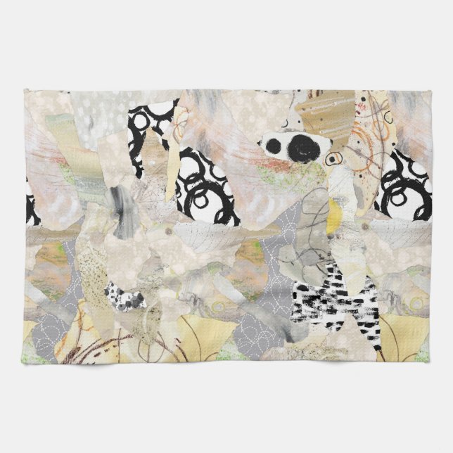 Neutral Elegant Abstract Collage Design Kökshandduk (Horisontell)