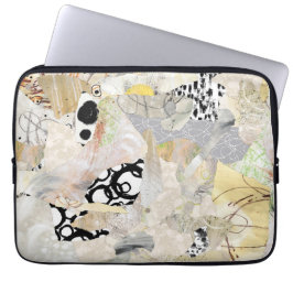 Neutral Elegant Abstract Collage Design Laptop Fodral