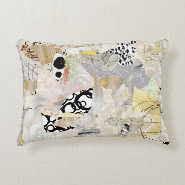 Neutral Elegant Abstract Collage Design Prydnadskudde (Framsidan)