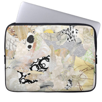 Neutral Elegant Abstrakt Kollage Design Laptop Fodral