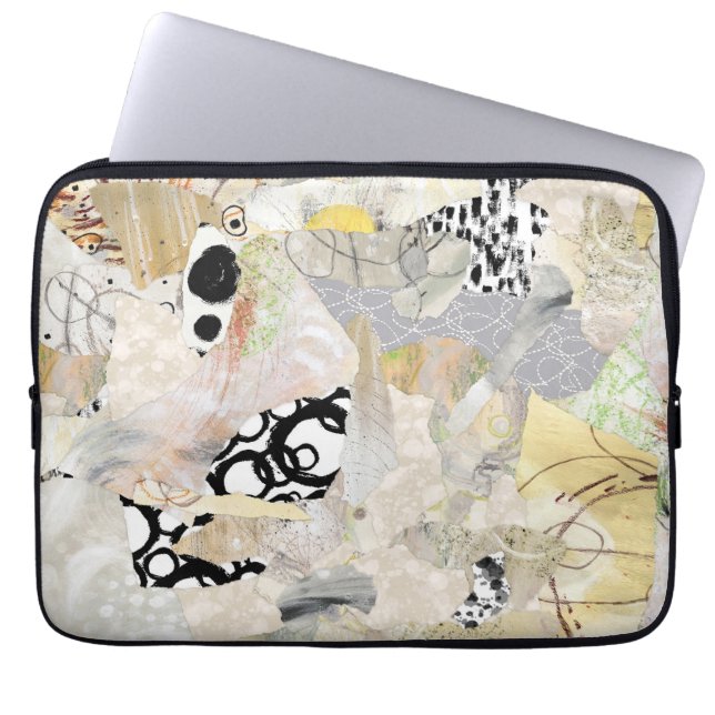 Neutral Elegant Abstrakt Kollage Design Laptop Fodral (Framsidan)