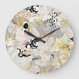 Neutral Elegant Abstrakt Kollage Design Stor Klocka
