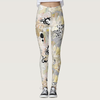 Neutral Elegant Abstrakt Kollaschedesign Leggings
