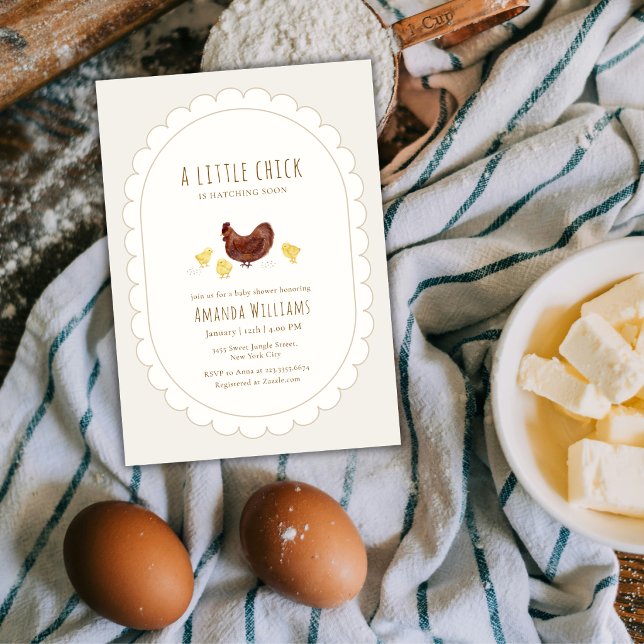 Neutral Elegant Boho Liten Kyckling Baby Shower Inbjudningar (Neutral Elegant Boho Little Chicken Baby Shower Invitation)