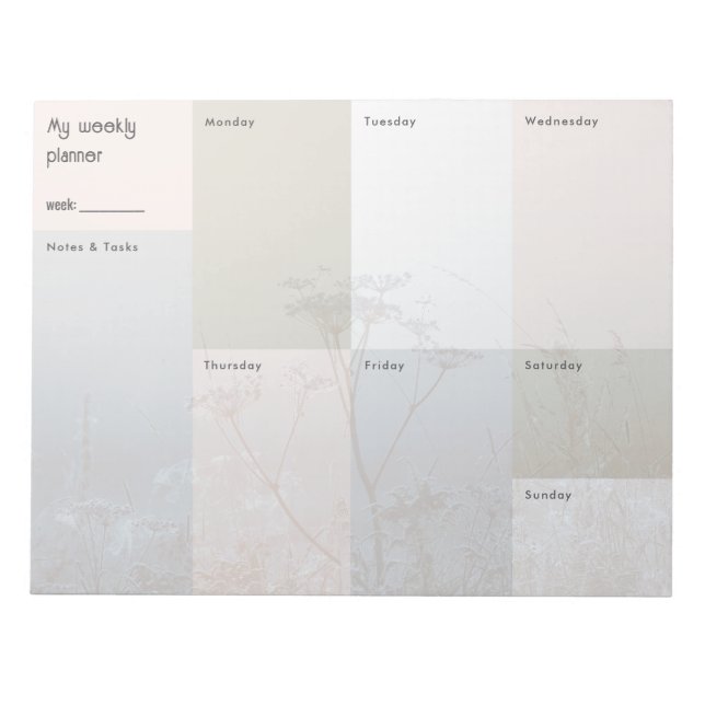 Neutral estetisk Wildflower Weekly Planner Anteckningsblock (Framsida)