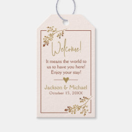 Neutral Fall in Love Wedding Hotel Bag Welcome Presentetikett