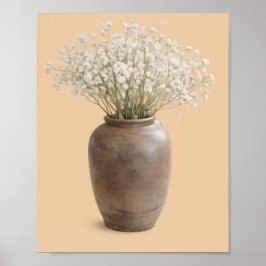 Neutral Farmhouse Art Baby’s Breath Frame Ready Poster