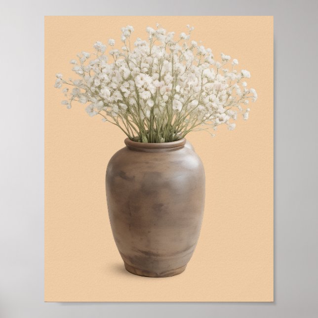 Neutral Farmhouse Art Baby’s Breath Frame Ready  Poster (Framsidan)