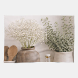 Neutral Farmhouse Kitchen Towel Wildflower Floral Kökshandduk