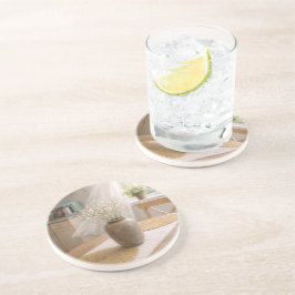 Neutral Farmhouse Woven Look Floral Coasters Underlägg