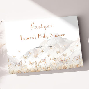 Neutral fjärils-babyshower tack kort