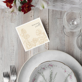 Neutral Floral Wedding Cocktail Napkin Pappersservett
