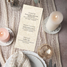 Neutral Floral Wedding Menu Card Meny