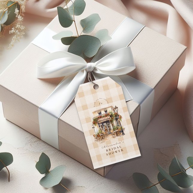 Neutral Fransk Café Bröllopsdusch Presentetikett (Skapare uppladdad)