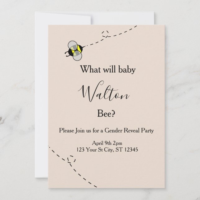 Neutral Gender Reveal Invitations Bee Themed Inbjudningar (Framsida)