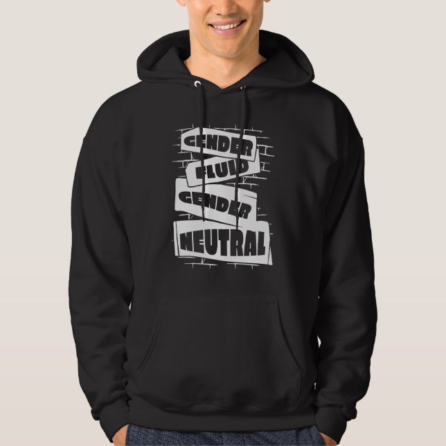 Neutral Genderless Non Binary  Pride Gender Fluid Hoodie (Framsida)