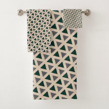 Neutral geometric triangle  Bath Towel Set
