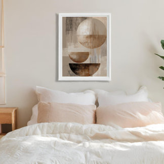 Neutral Geometrisk Abstrakt Beige Brun Minimalisti Canvastryck