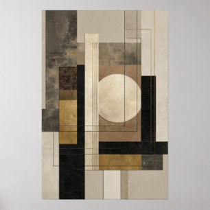 Neutral geometrisk abstrakt, beige svart guld poster