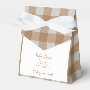 Neutral Gingham Baby Shower Tacksamhetspresentlåda Presentaskar
