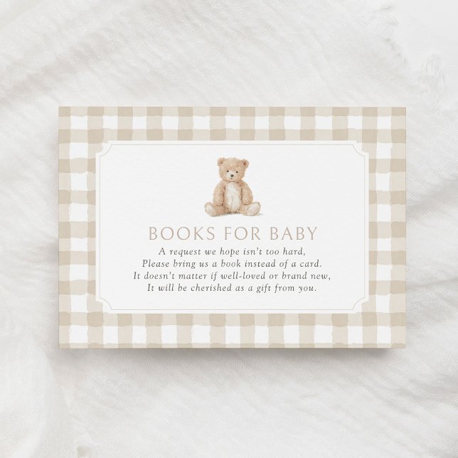 Neutral Gingham Teddy Bear Books for Baby Tilläggskort (Skapare uppladdad)