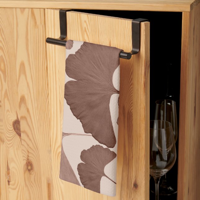 Neutral Ginkgo Botanisk Dröm 1 Kökshandduk (Thirds Fold)