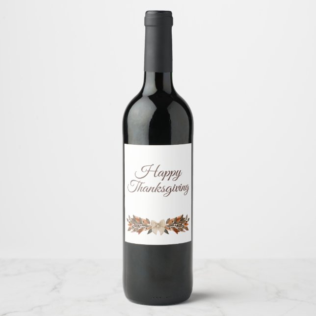 Neutral ”Glad Thanksgiving” vinetikett set Vinflaska Etikett (Framsida)