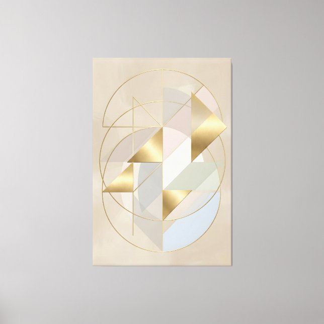 Neutral Gold Accents Abstract Geometric Canvas (Framsida)