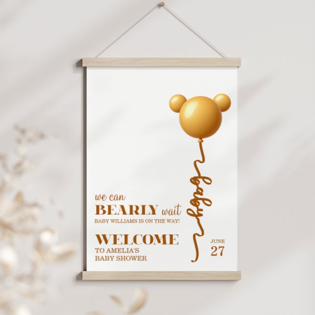 Neutral Gold Teddy Balloon Bearly Wait Poster (Skapare uppladdad)