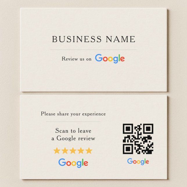 Neutral Google-recensions QR-kod Elfenben Visitkort (Skapare uppladdad)