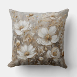 Neutral Grå Beige Taupe Akvarellblomma Kudde