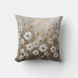 Neutral Grå Guld Taupe Blommig Kudde
