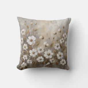 Neutral Grå Guld Taupe Blommig Kudde
