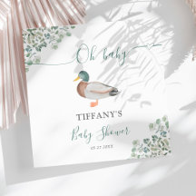 Neutral Greenery Baby Shower för anka-kön