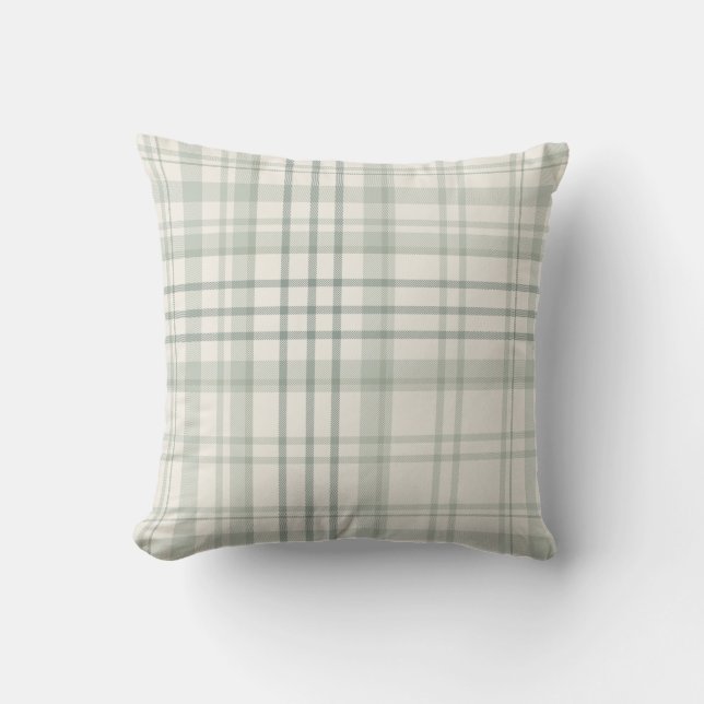 Neutral Grön Beige Karo Kudde (Framsida)