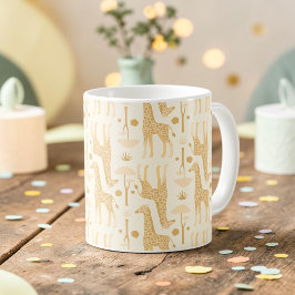 Neutral Gul Giraff Safari Boho Mönster Kaffemugg